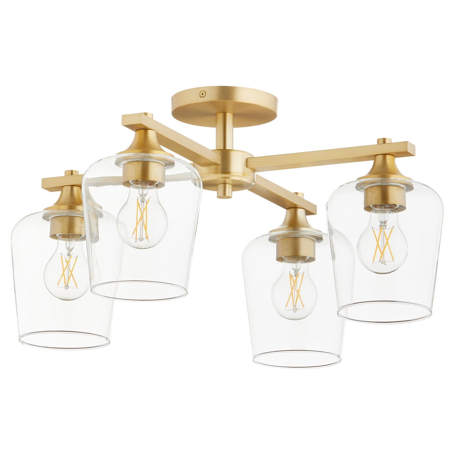  Veno Four Light Ceiling Mount by Quorum in Aged Brass Finish (358-4-80)