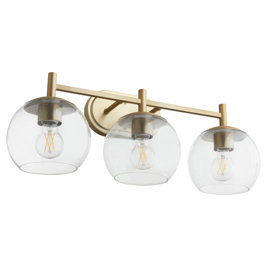  Lyon Three Light Vanity by Quorum in Aged Brass Finish (578-3-80)