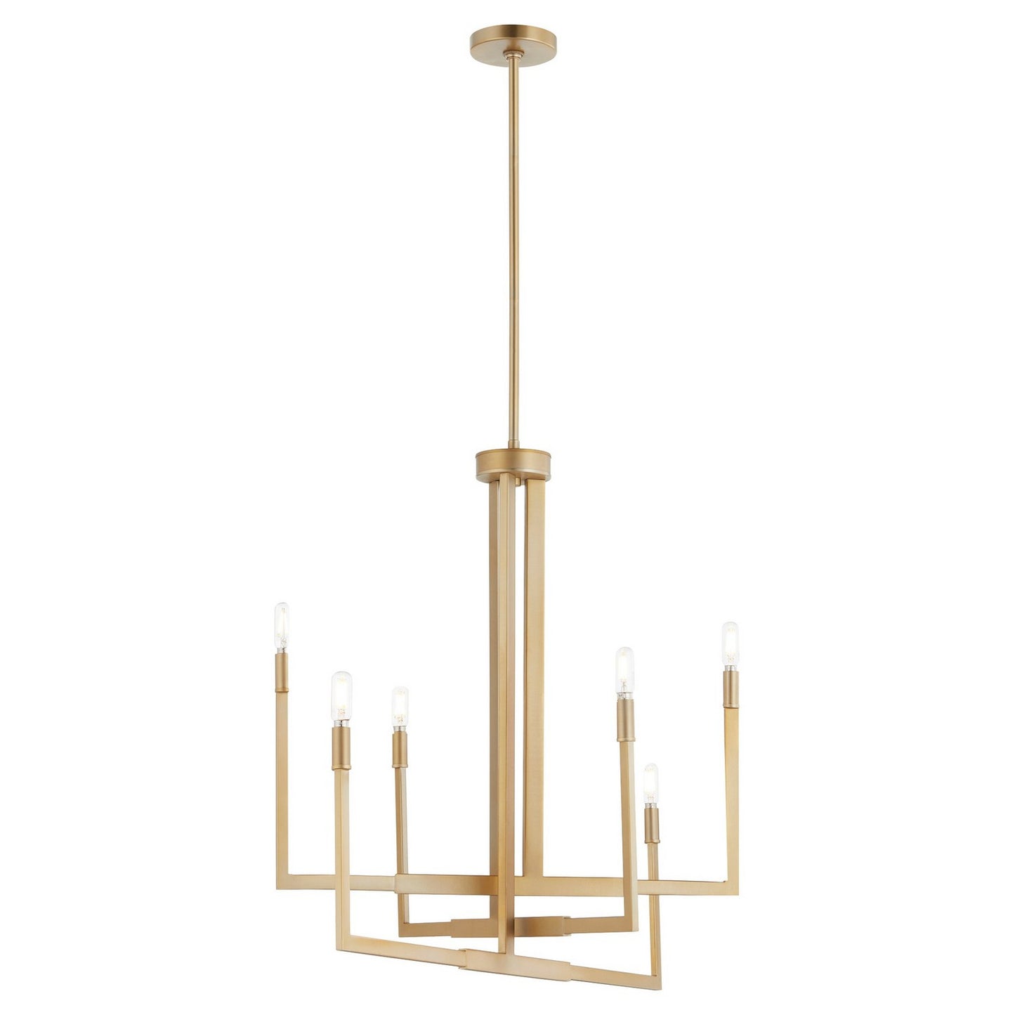  BOLERO Six Light Chandelier by Quorum in Aged Brass Finish (6377-6-80)