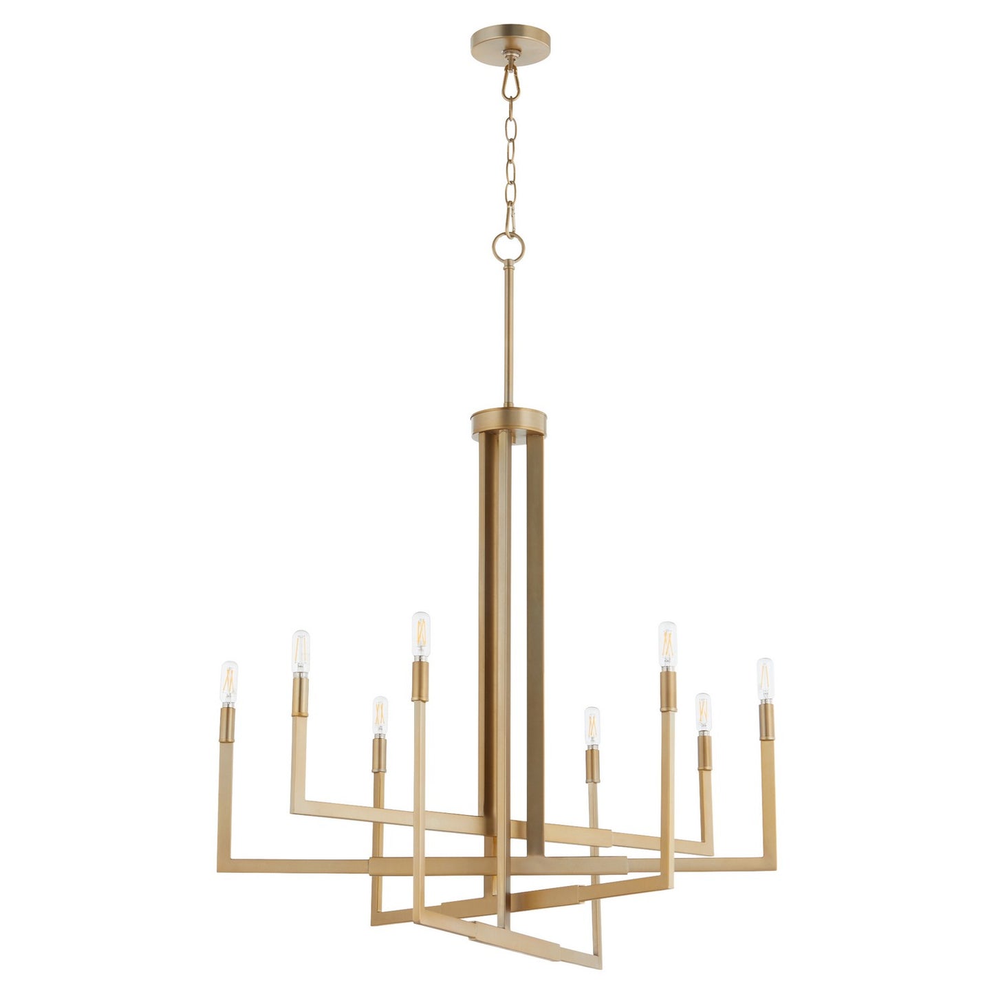  BOLERO Eight Light Chandelier by Quorum in Aged Brass Finish (6377-8-80)