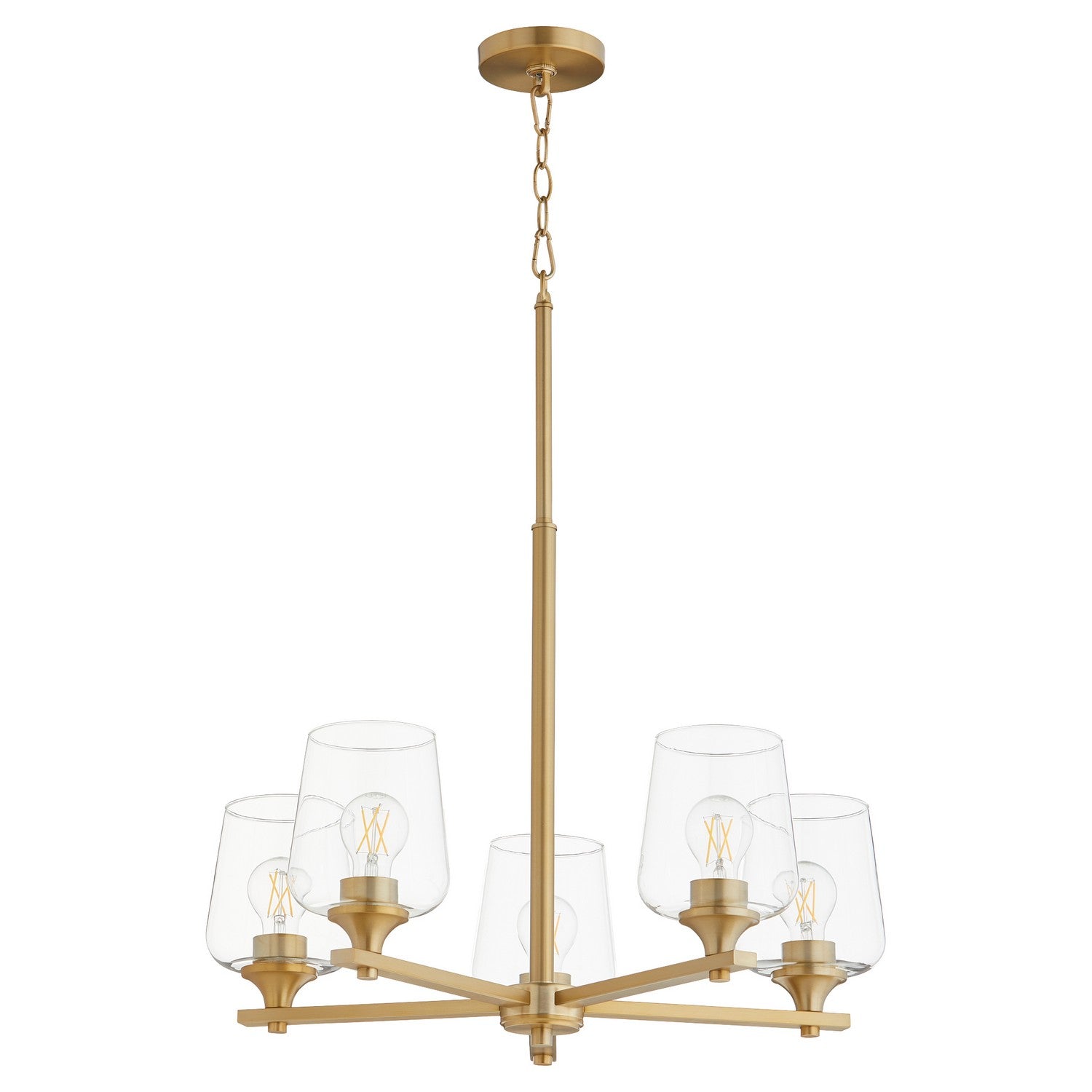  Veno Five Light Chandelier by Quorum in Aged Brass Finish (658-5-80)