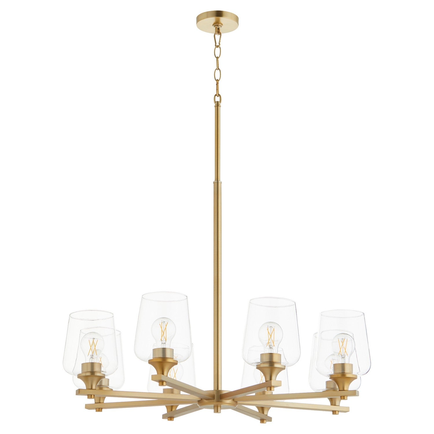  Veno Eight Light Chandelier by Quorum in Aged Brass Finish (658-8-80)