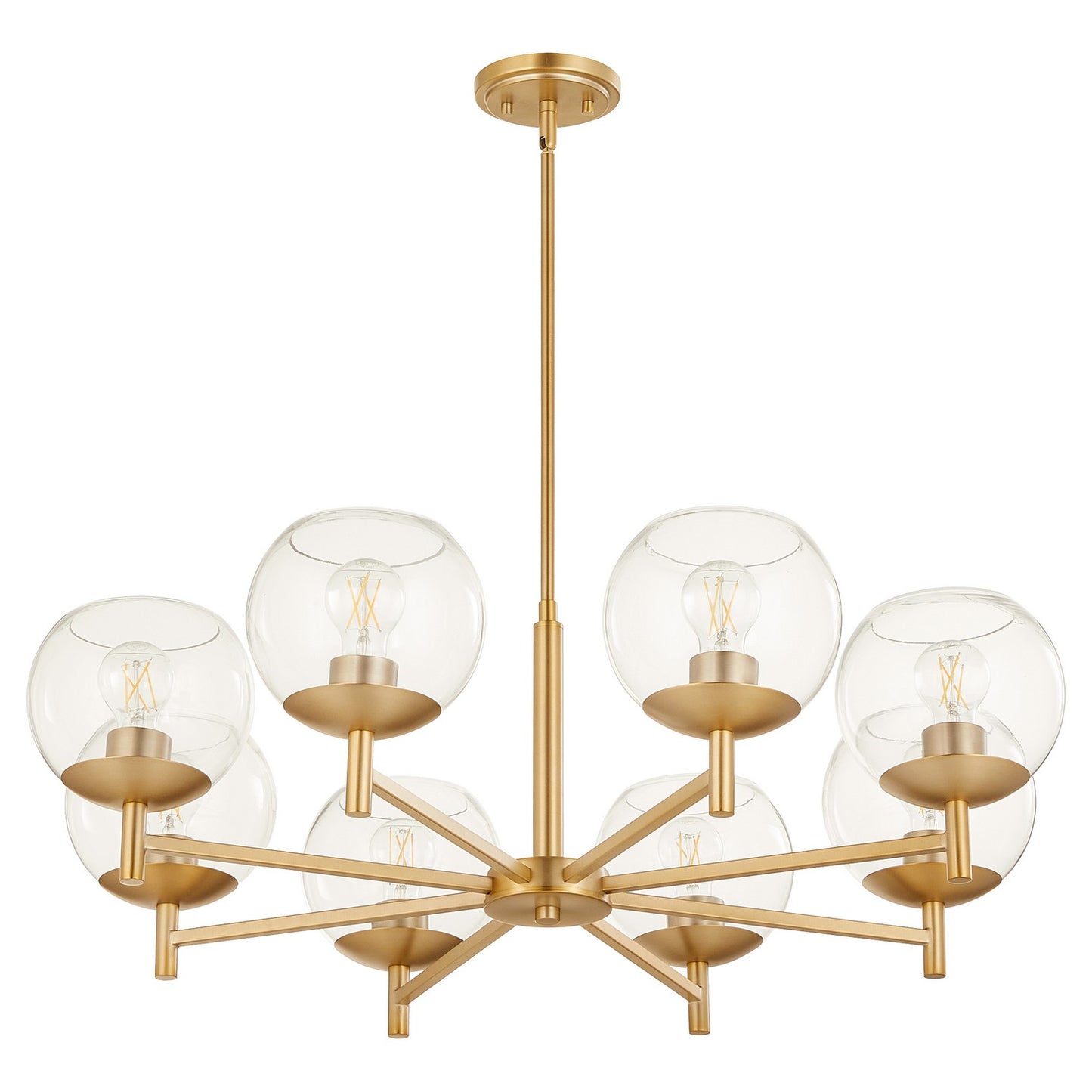  Lyon Eight Light Chandelier by Quorum in Aged Brass Finish (678-8-80)