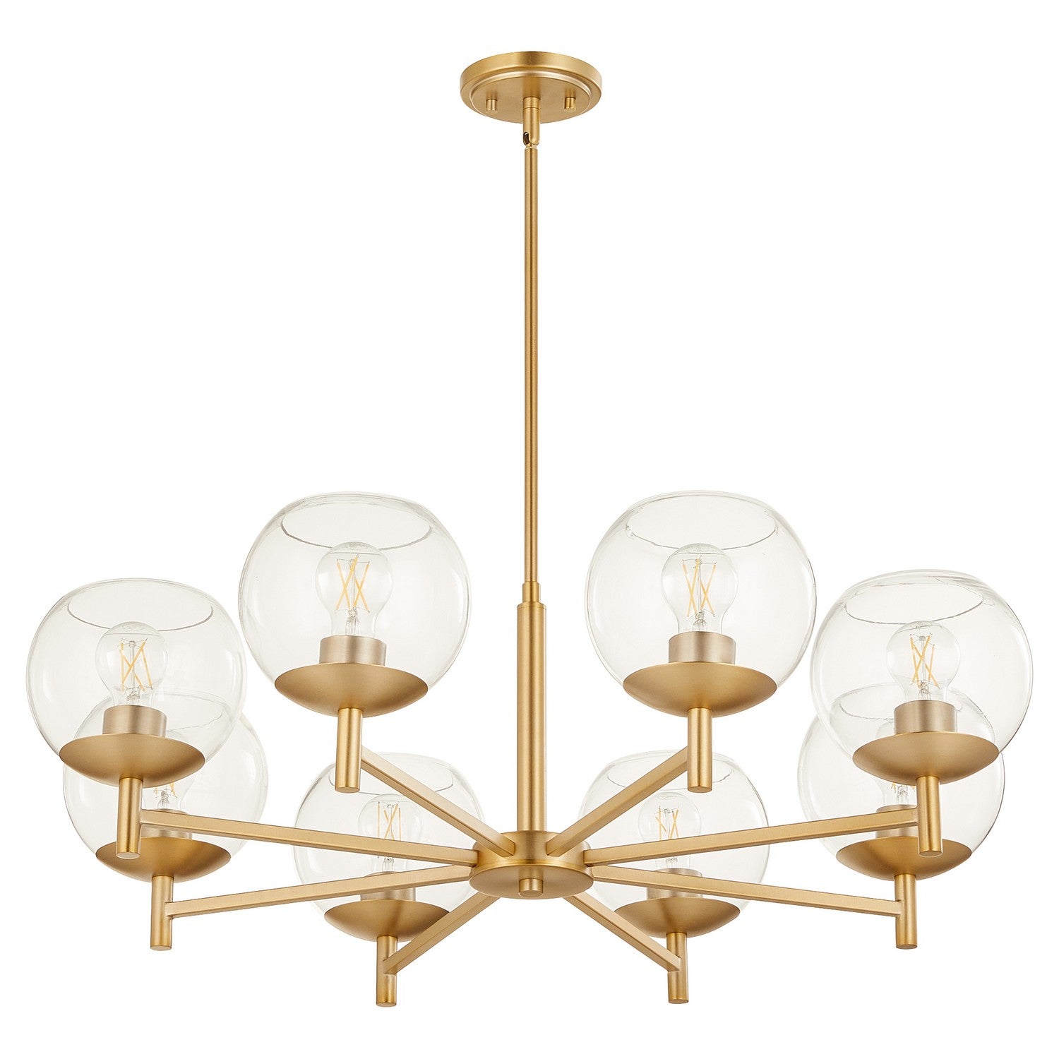  Lyon Eight Light Chandelier by Quorum in Aged Brass Finish (678-8-80)