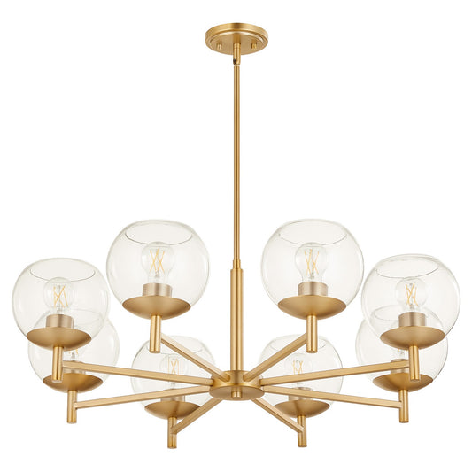  Lyon Eight Light Chandelier by Quorum in Aged Brass Finish (678-8-80)