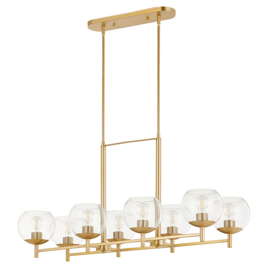  Lyon Eight Light Chandelier by Quorum in Aged Brass Finish (688-8-80)