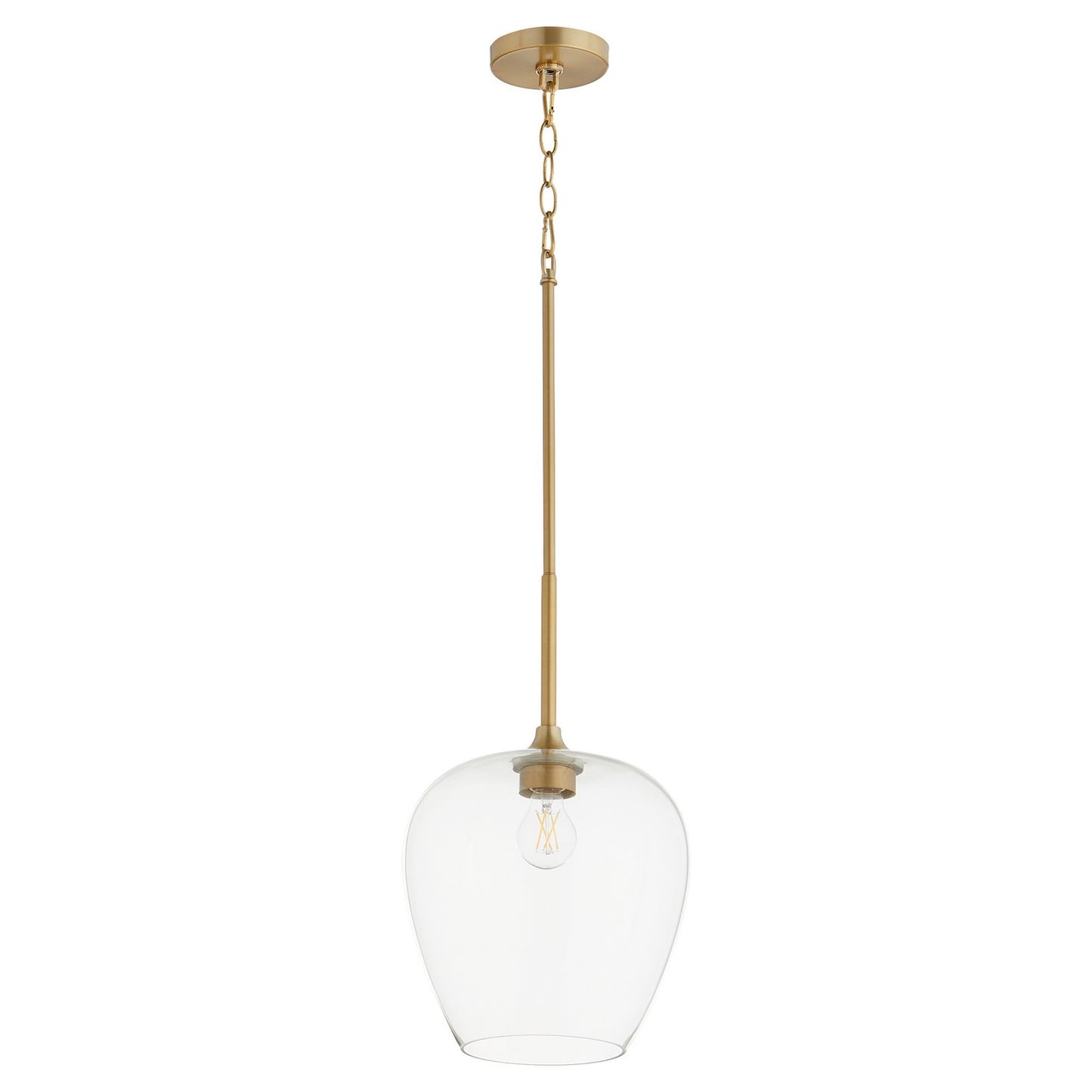  Veno One Light Pendant by Quorum in Aged Brass Finish (858-80)