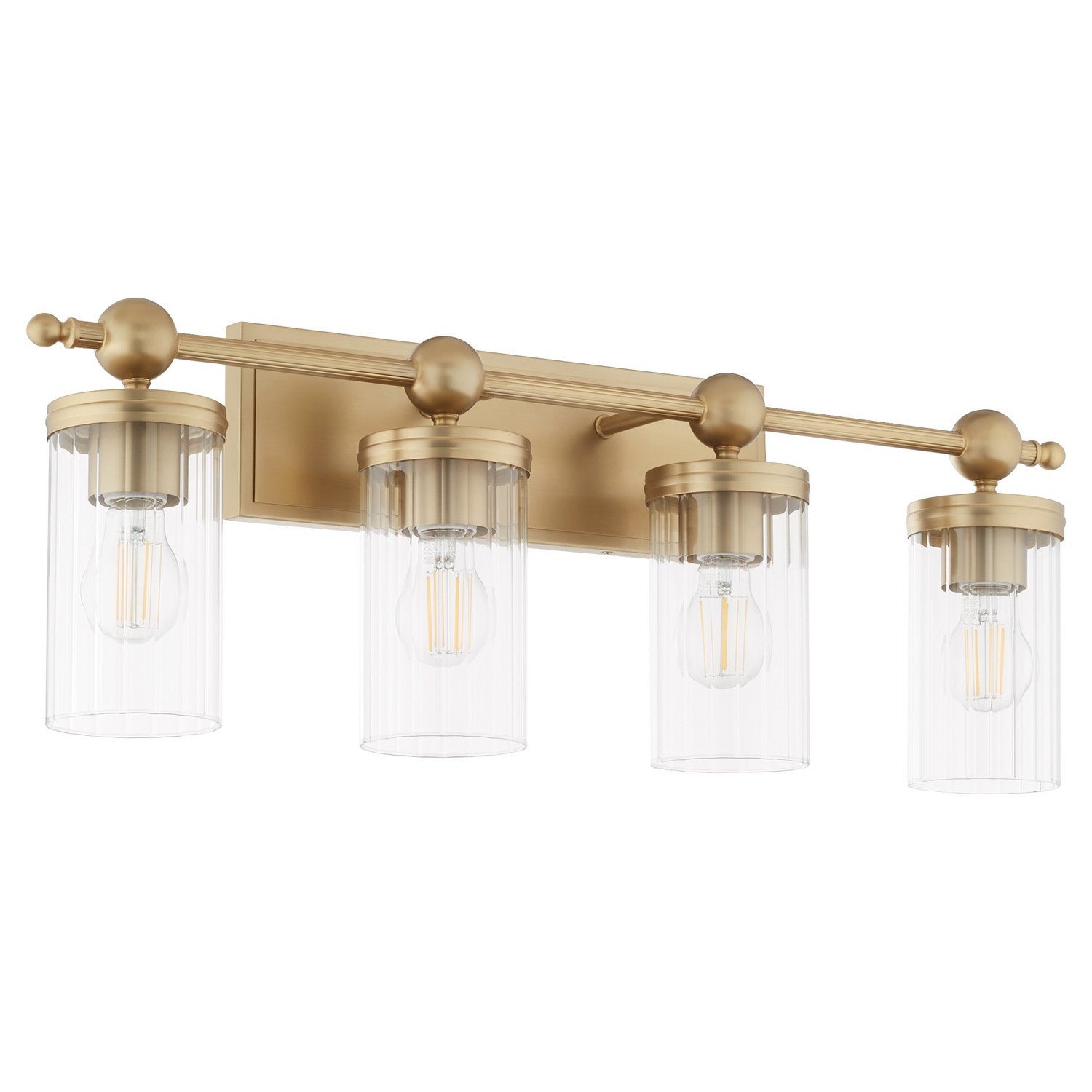  Lee Boulevard Four Light Vanity by Quorum in Aged Brass Finish (560-4-80)