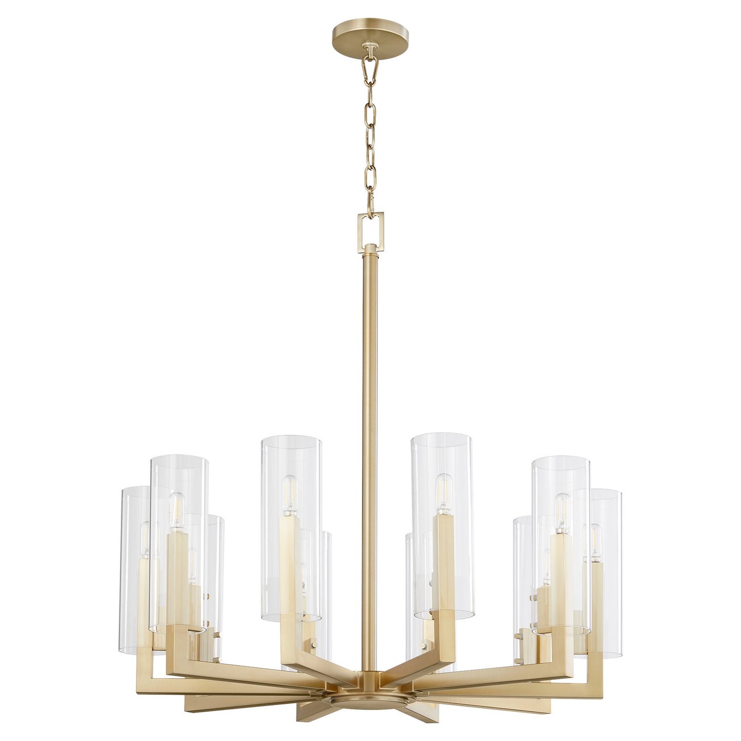  Harbin Ten Light Chandelier by Quorum in Aged Brass Finish (6277-10-80)