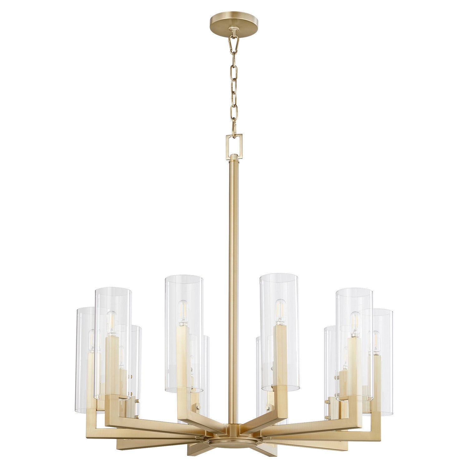  Harbin Ten Light Chandelier by Quorum in Aged Brass Finish (6277-10-80)