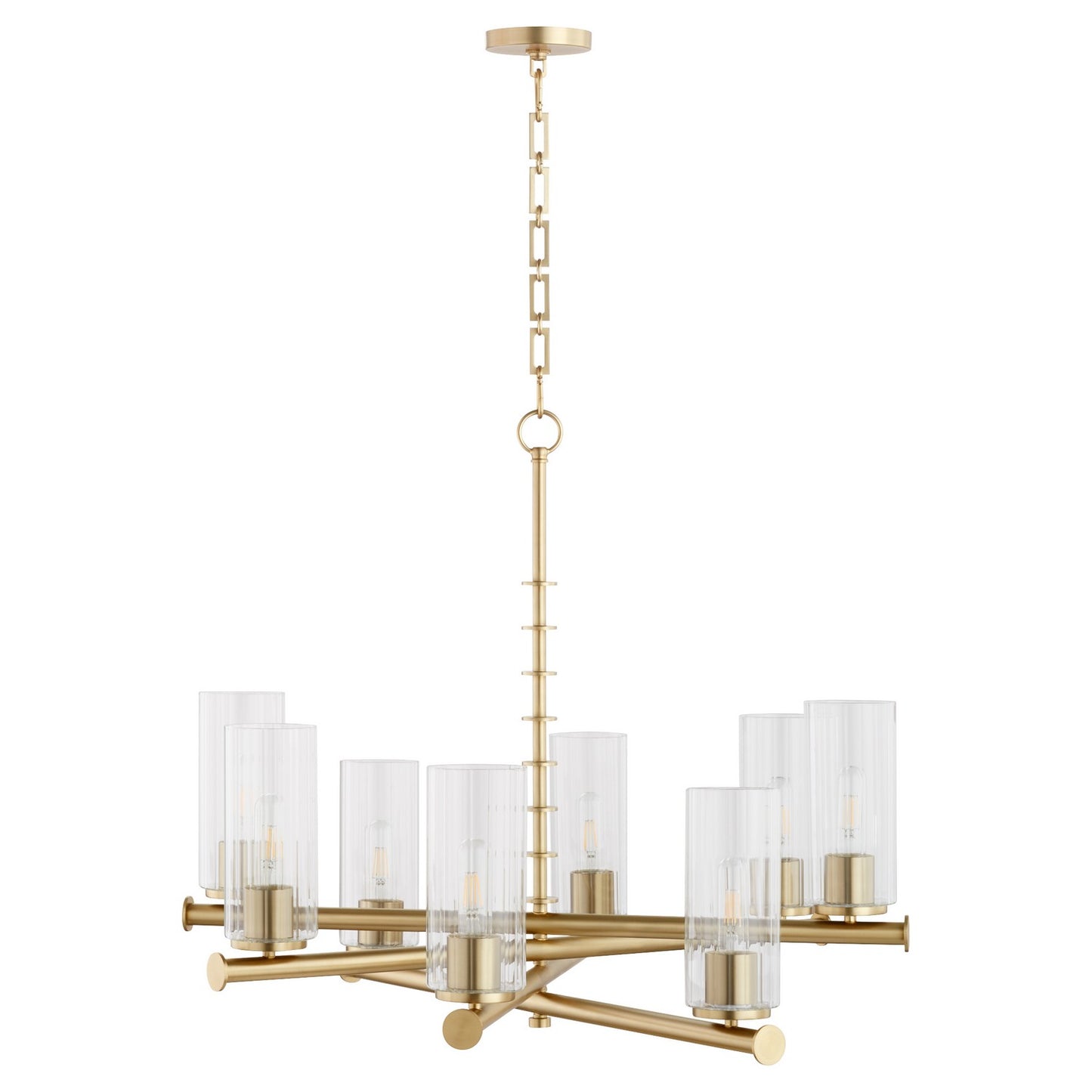  Juniper Eight Light Chandelier by Quorum in Aged Brass Finish (641-8-80)