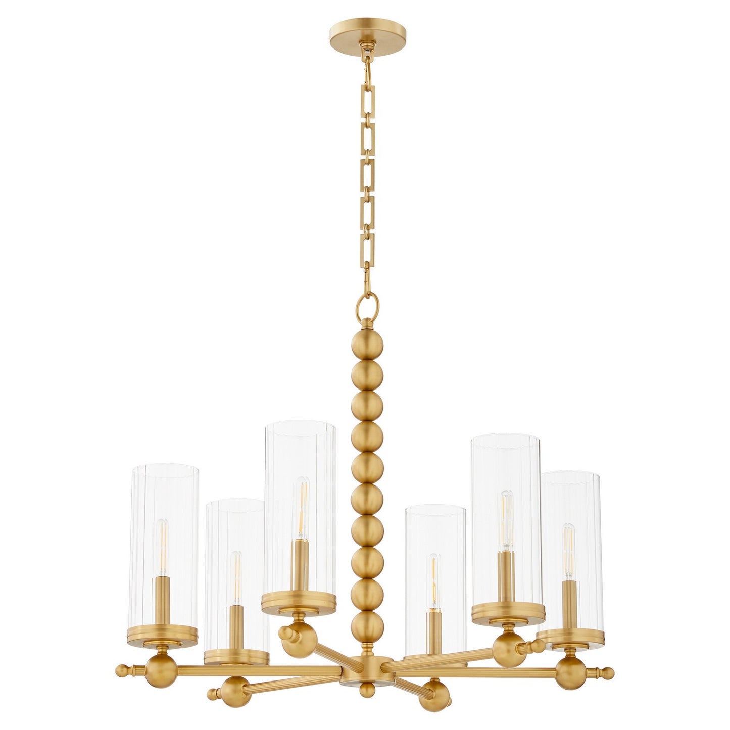  Lee Boulevard Six Light Chandelier by Quorum in Aged Brass Finish (660-6-80)