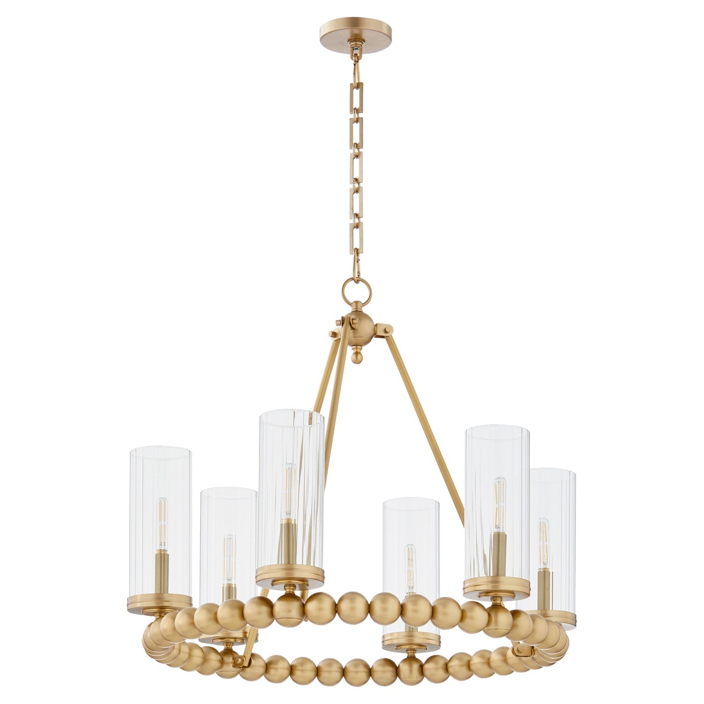  Lee Boulevard Six Light Chandelier by Quorum in Aged Brass Finish (661-6-80)