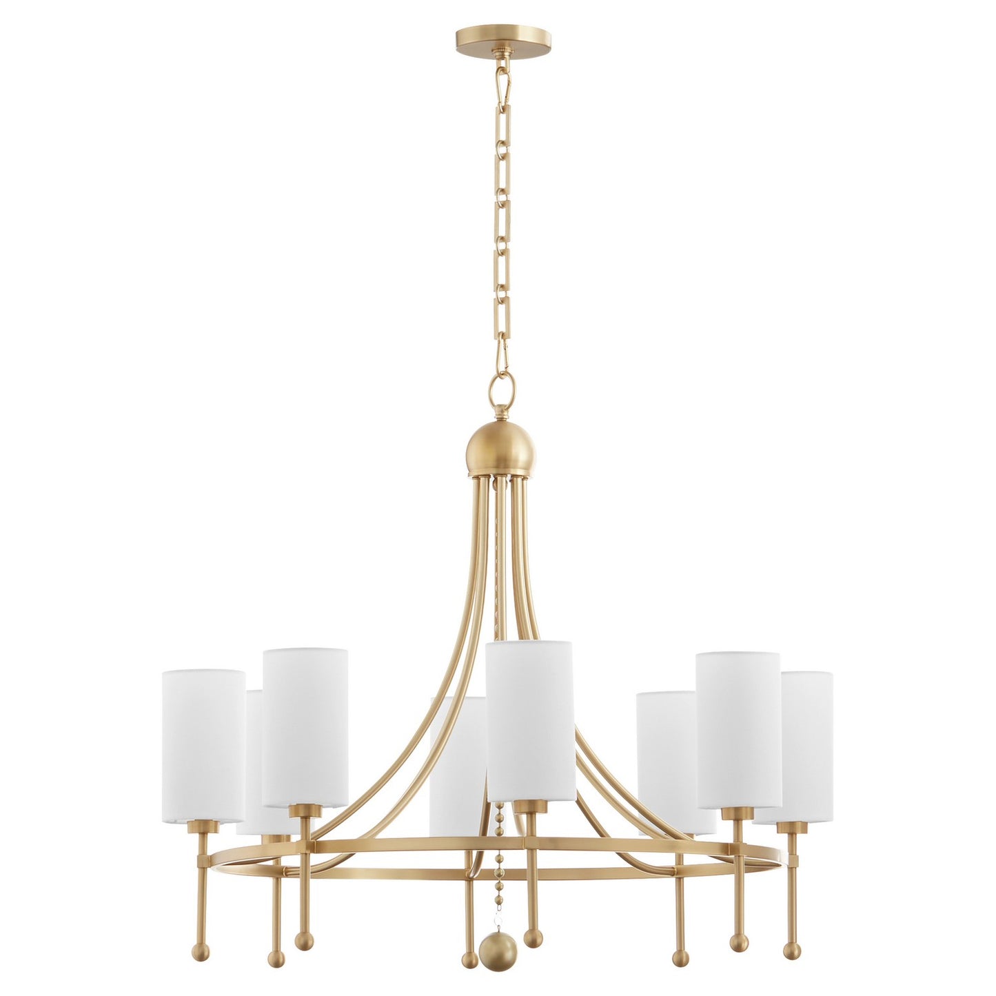  Lee Boulevard Eight Light Chandelier by Quorum in Aged Brass Finish (664-8-80)