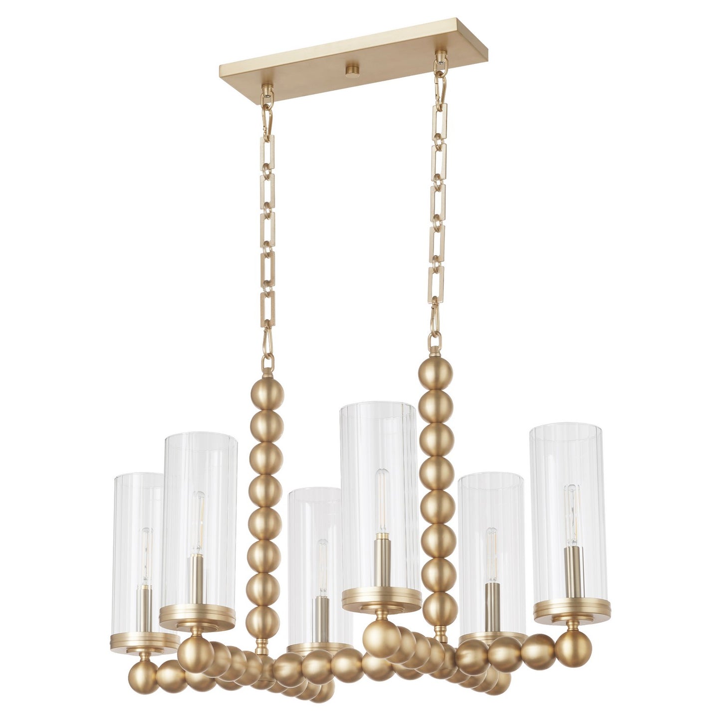  Lee Boulevard Six Light Chandelier by Quorum in Aged Brass Finish (665-6-80)