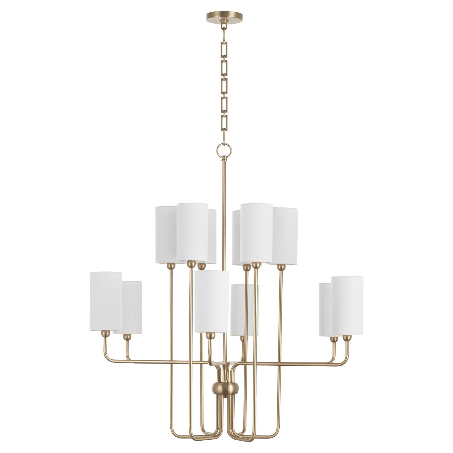  Charlotte 12 Light Chandelier by Quorum in Aged Brass Finish (698-12-80)