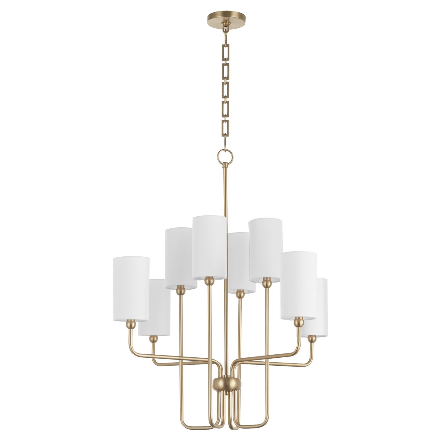  Charlotte Eight Light Chandelier by Quorum in Aged Brass Finish (698-8-80)