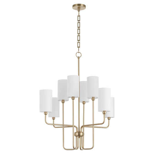  Charlotte Eight Light Chandelier by Quorum in Aged Brass Finish (698-8-80)