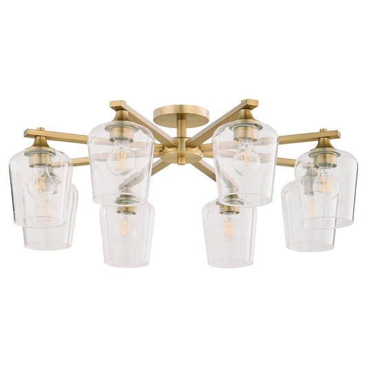  Veno Eight Light Ceiling Mount by Quorum in Aged Brass Finish (358-8-80)