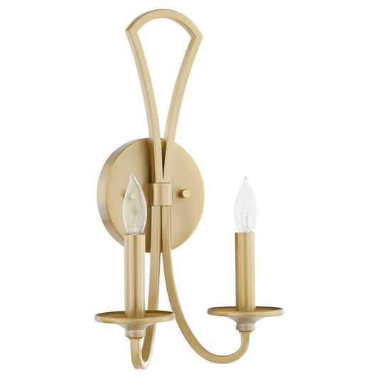  Maryse Two Light Wall Mount by Quorum in Aged Brass Finish (5021-2-80)