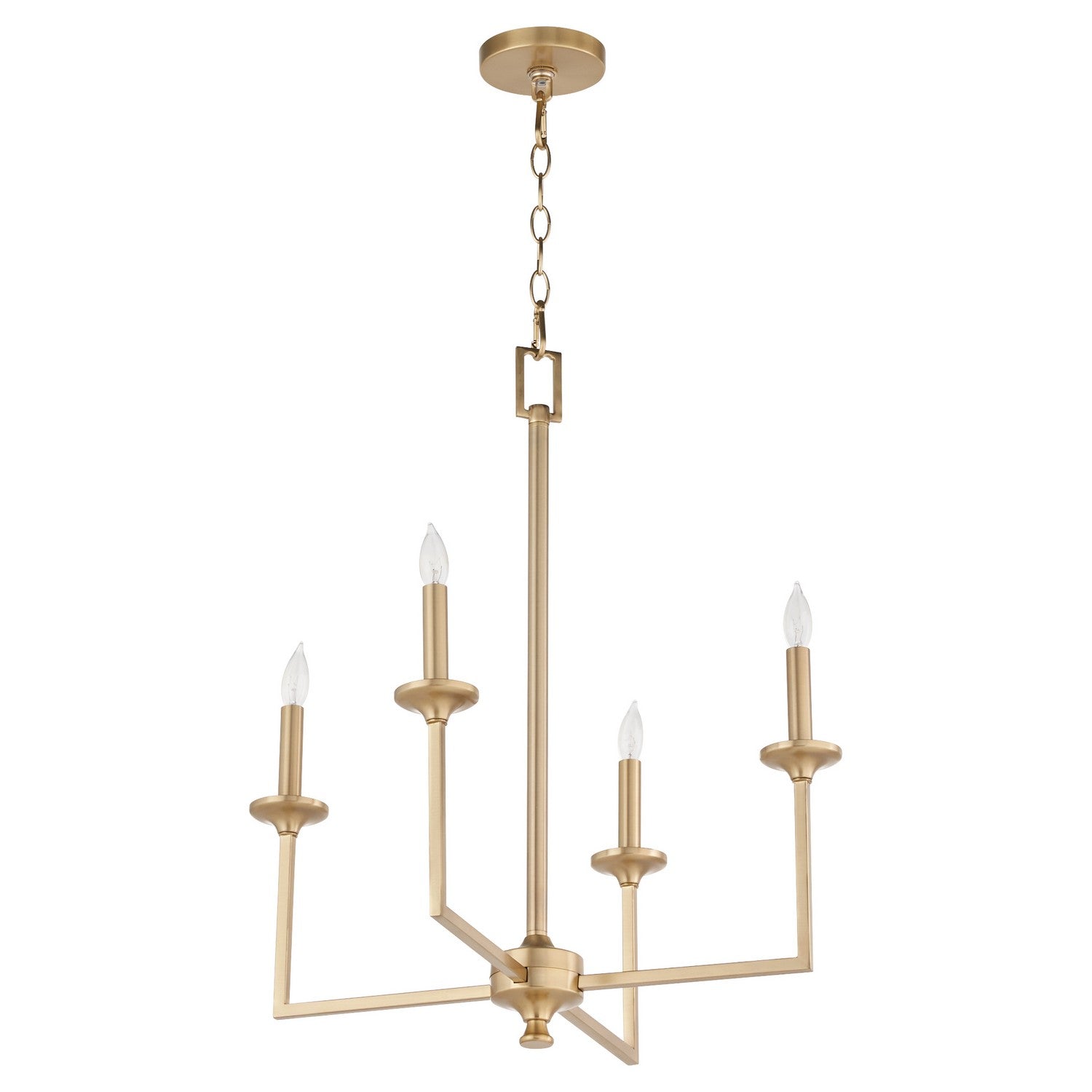  Eldorado Four Light Chandelier by Quorum in Aged Brass Finish (6005-4-80)