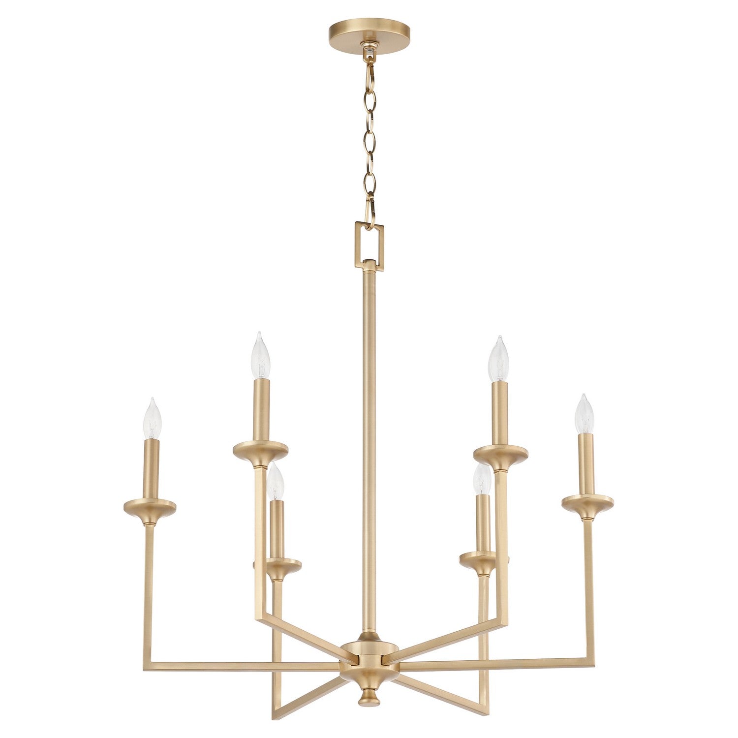  Eldorado Six Light Chandelier by Quorum in Aged Brass Finish (6005-6-80)