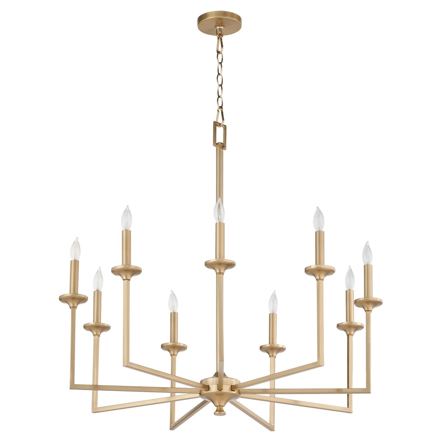  Eldorado Nine Light Chandelier by Quorum in Aged Brass Finish (6005-9-80)