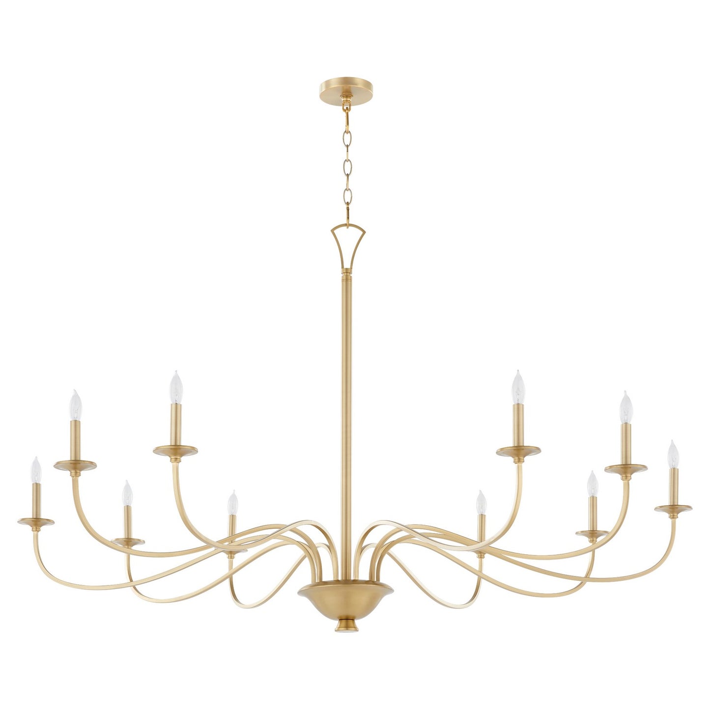  Maryse Ten Light Chandelier by Quorum in Aged Brass Finish (6021-10-80)