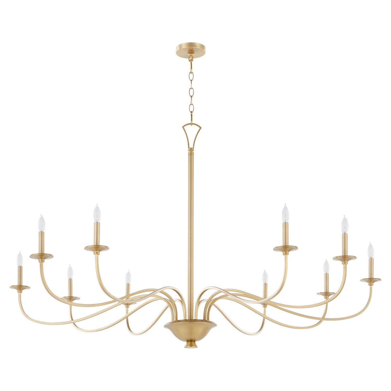  Maryse Ten Light Chandelier by Quorum in Aged Brass Finish (6021-10-80)