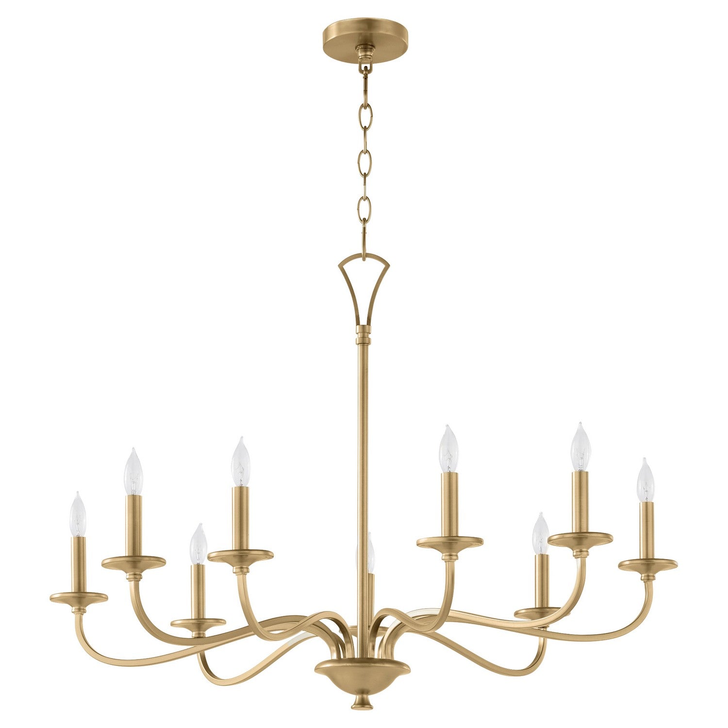  Maryse Nine Light Chandelier by Quorum in Aged Brass Finish (6021-9-80)