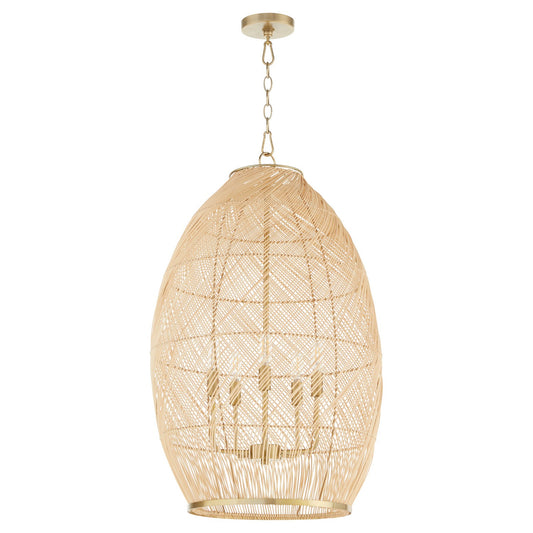  Rattan Five Light Pendant by Quorum in Aged Brass Finish (6900-5-80)