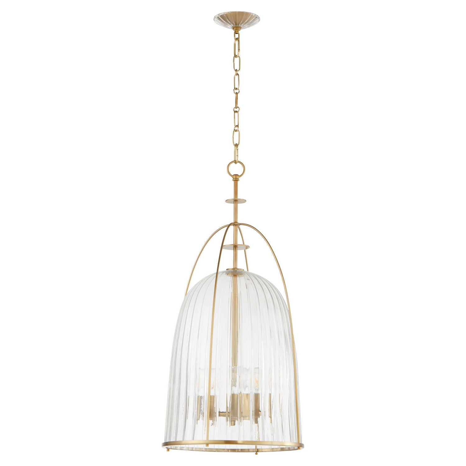  Alice Three Light Pendant by Quorum in Aged Brass Finish (864-3-80)