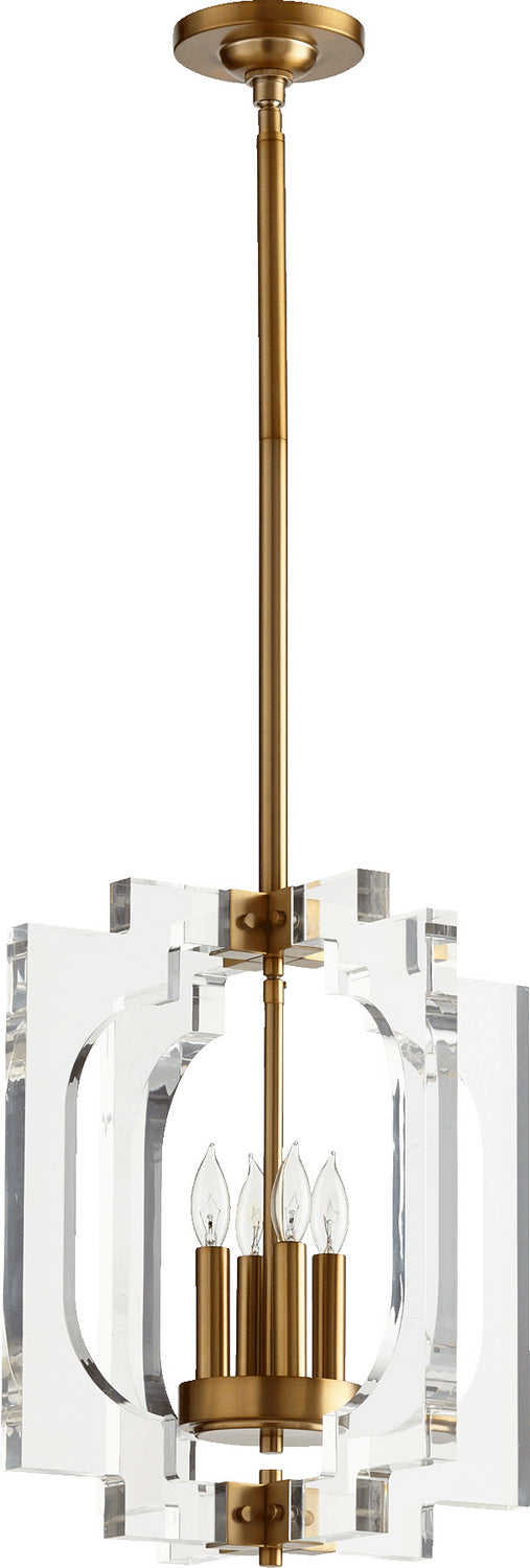  Broadway Four Light Pendant by Quorum in Aged Brass Finish (605-4-80)