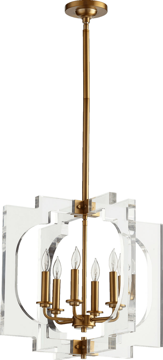  Broadway Six Light Pendant by Quorum in Aged Brass Finish (605-6-80)