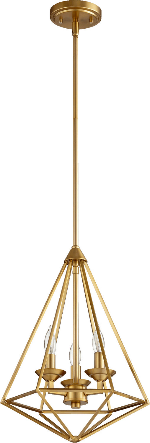  Bennett Three Light Pendant by Quorum in Aged Brass Finish (8311-3-80)