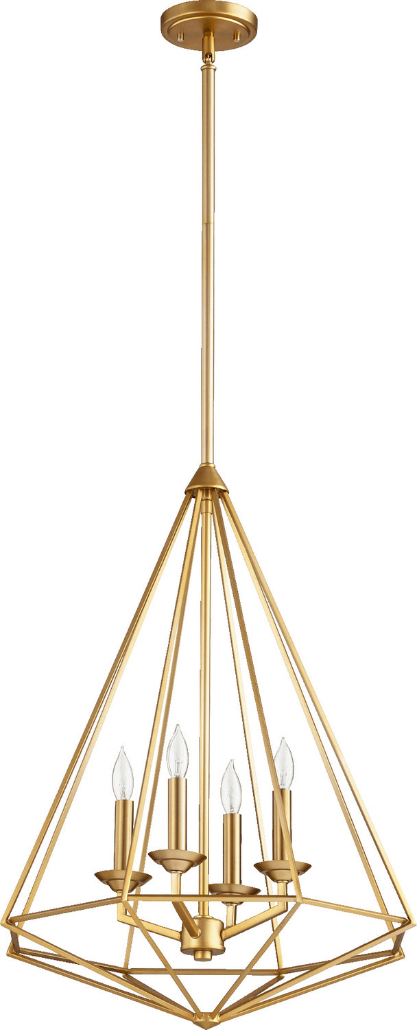  Bennett Four Light Pendant by Quorum in Aged Brass Finish (8311-4-80)