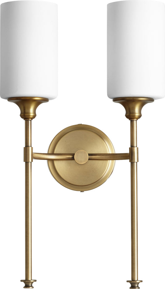  Celeste Two Light Wall Mount by Quorum in Aged Brass Finish (5309-2-80)