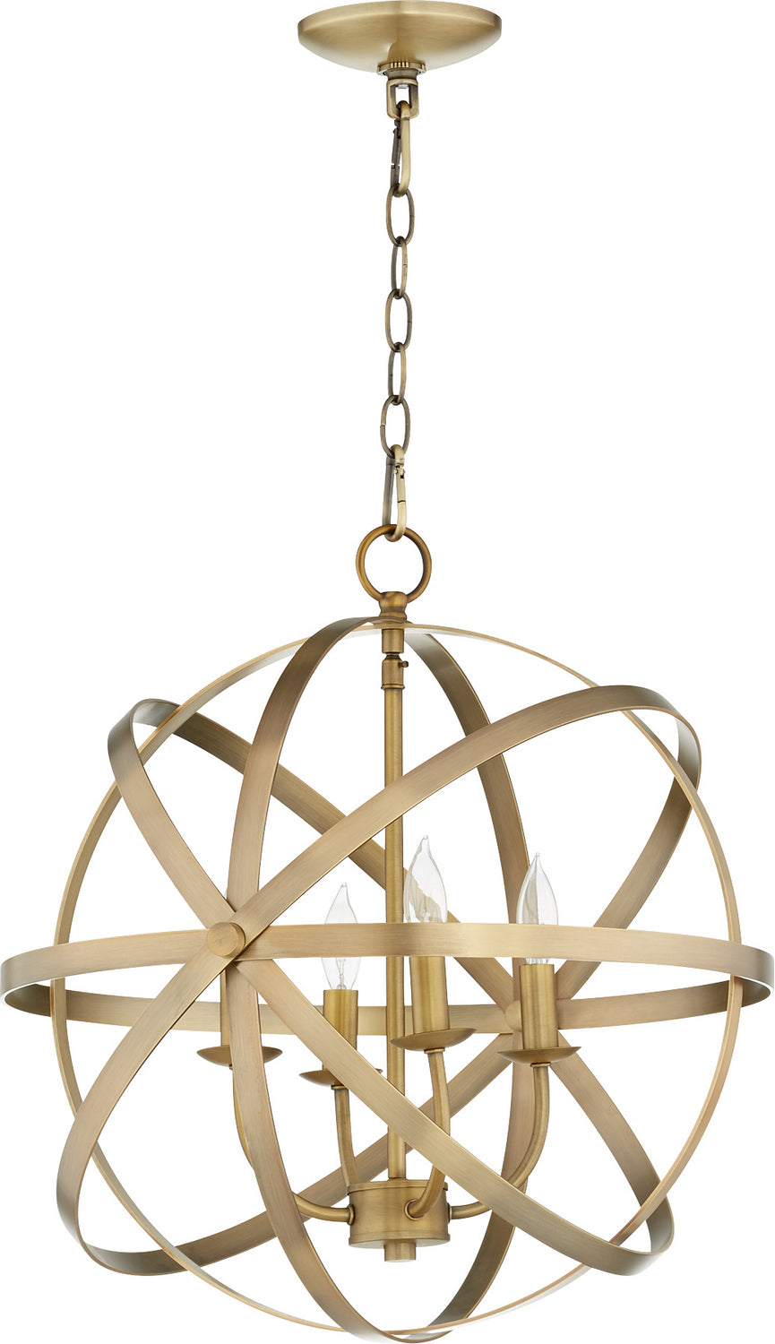  Celeste Four Light Chandelier by Quorum in Aged Brass Finish (6009-4-80)