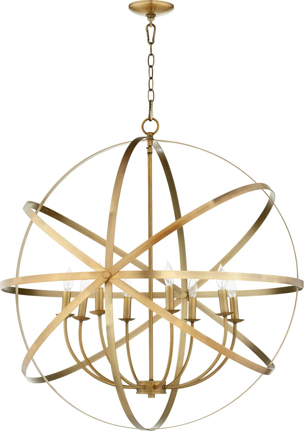  Celeste Eight Light Chandelier by Quorum in Aged Brass Finish (6009-8-80)