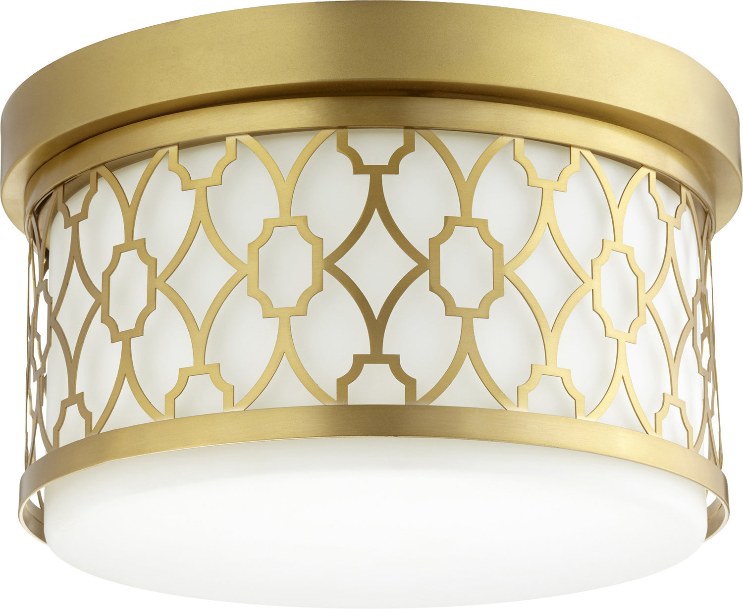  344 Geometric Ceiling Mounts Two Light Ceiling Mount by Quorum in Aged Brass Finish (344-12-80)