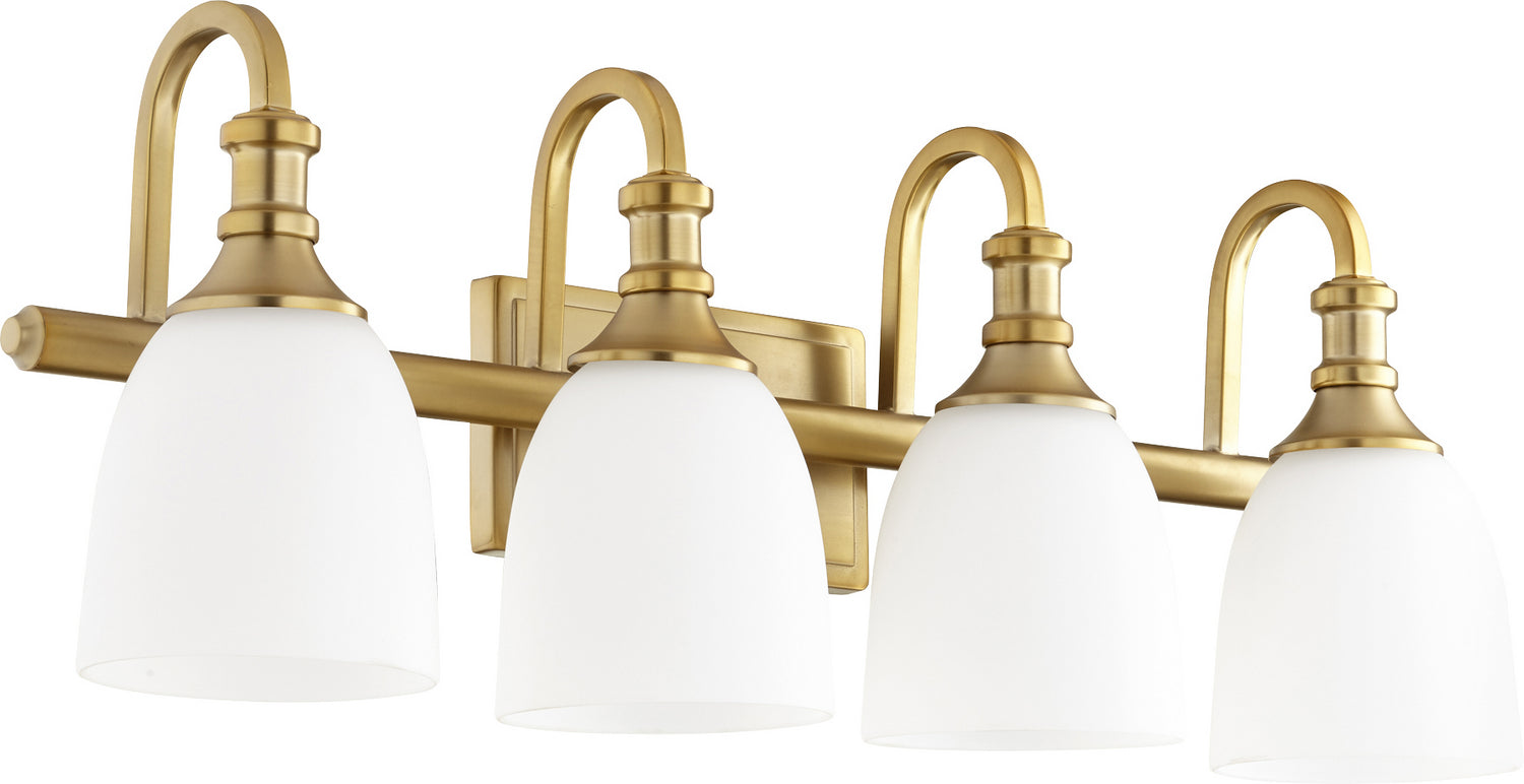  Richmond Four Light Vanity by Quorum in Aged Brass Finish (5011-4-80)