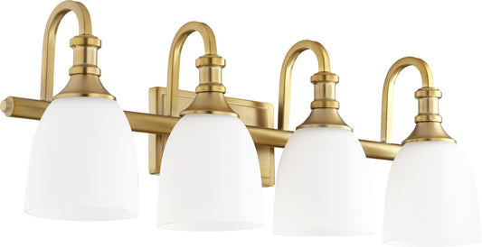  Richmond Four Light Vanity by Quorum in Aged Brass Finish (5011-4-80)