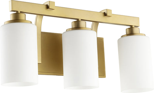  Lancaster Three Light Vanity by Quorum in Aged Brass Finish (5207-3-80)