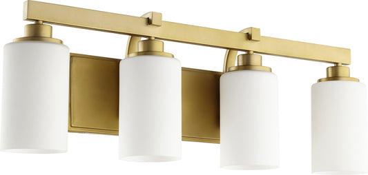  Lancaster Four Light Vanity by Quorum in Aged Brass Finish (5207-4-80)