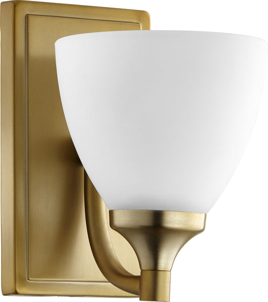  Enclave One Light Wall Mount by Quorum in Aged Brass Finish (5459-1-80)