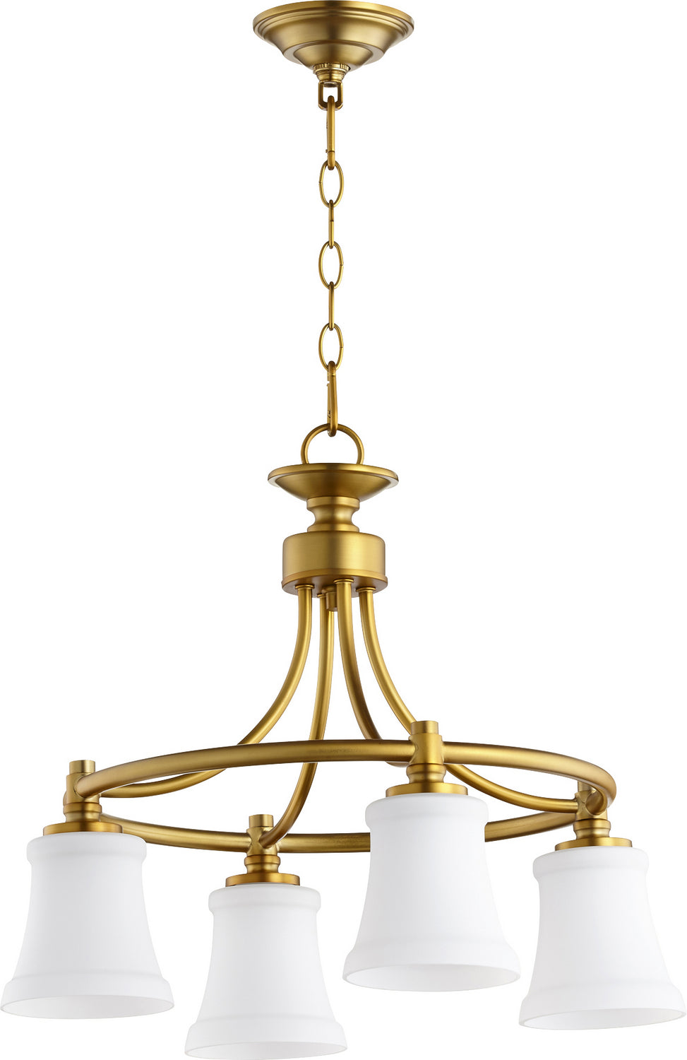  Rossington Four Light Chandelier by Quorum in Aged Brass Finish (6422-4-80)