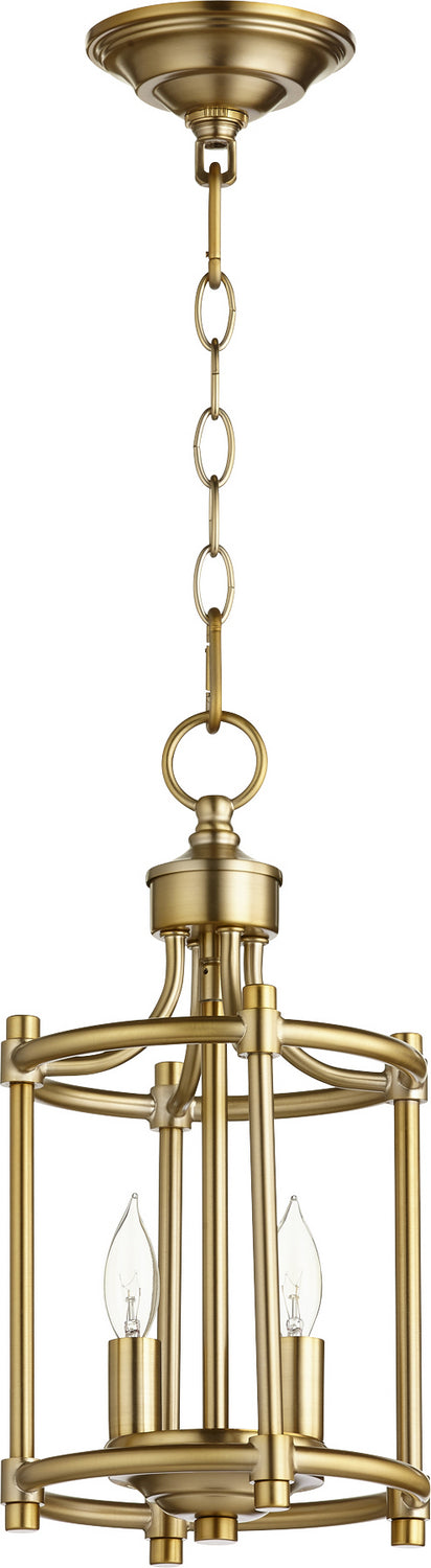  Rossington Two Light Entry Pendant by Quorum in Aged Brass Finish (6822-2-80)