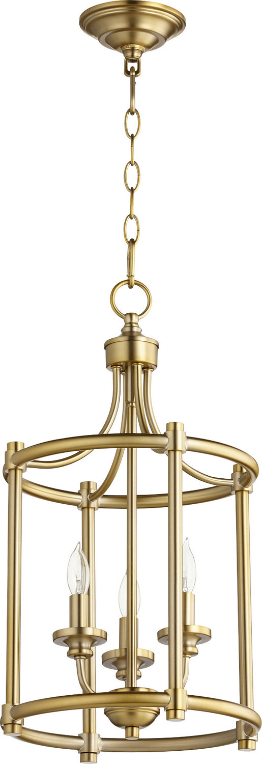  Rossington Three Light Entry Pendant by Quorum in Aged Brass Finish (6822-3-80)