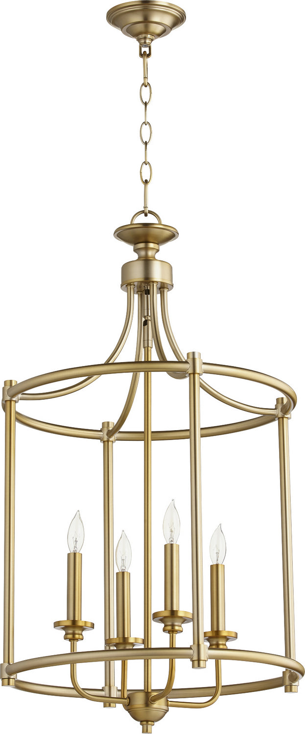  Rossington Four Light Entry Pendant by Quorum in Aged Brass Finish (6822-4-80)