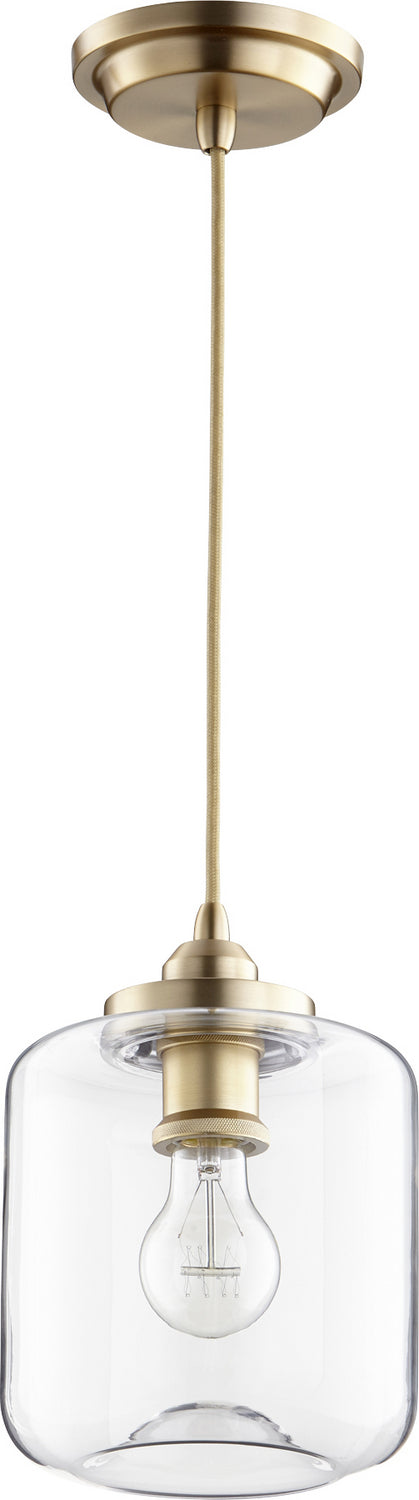  Clear Filament Pendants One Light Pendant by Quorum in Aged Brass Finish (845-80)